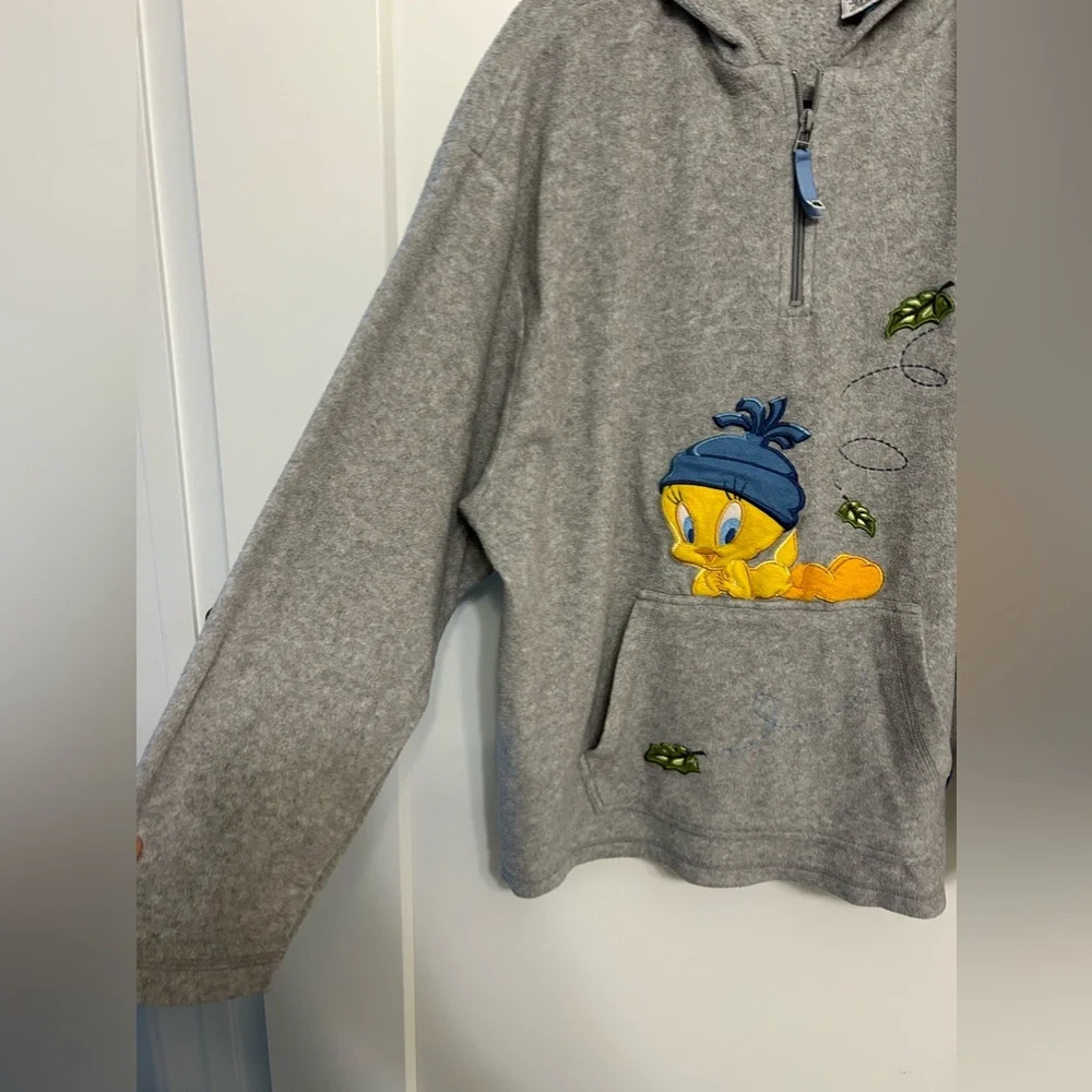 Vintage Looney Tunes Tweety Bird Quarter Zip Fleece - Picture 5 of 10